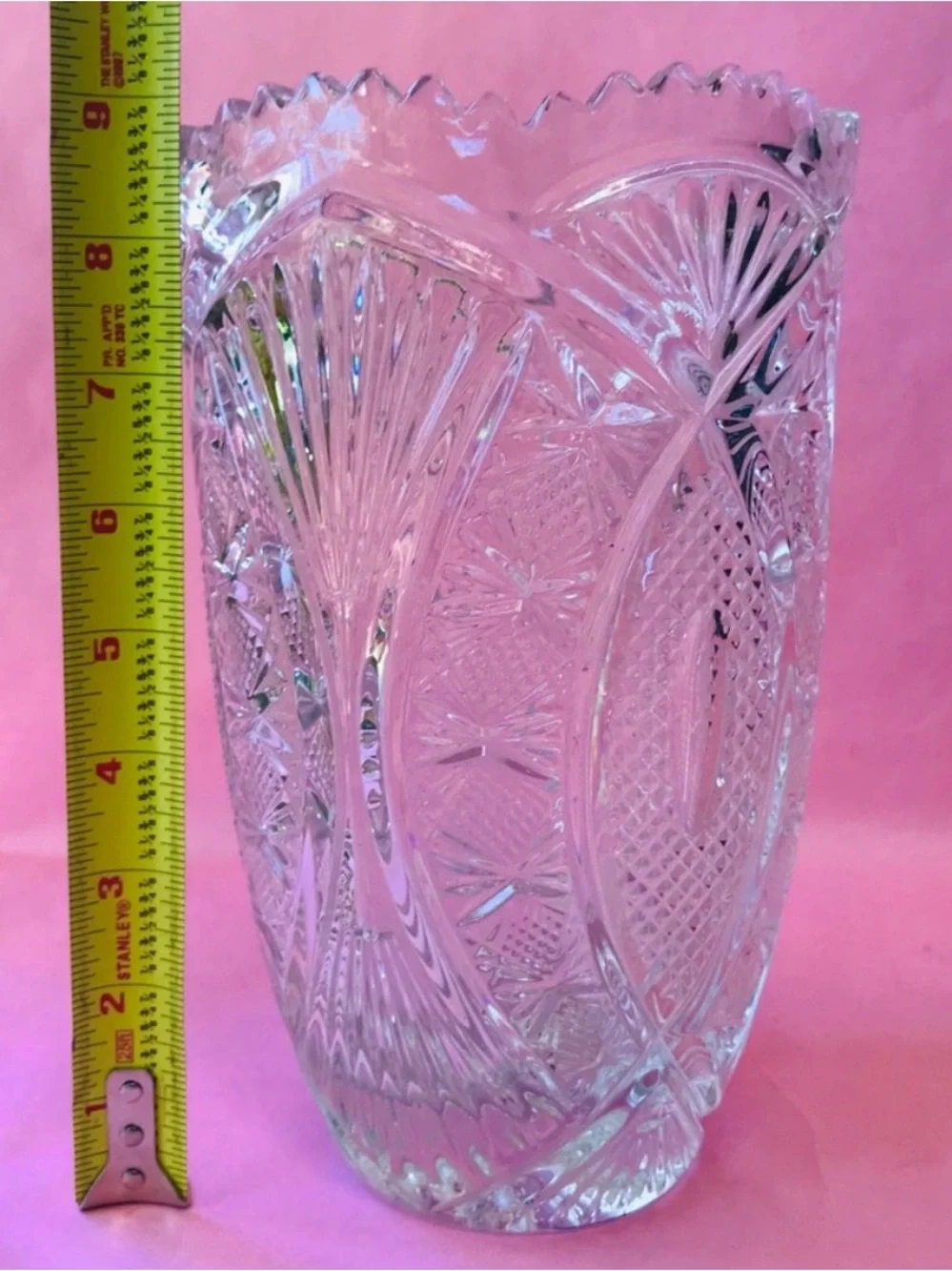 Cut Crystal Tall Decorative Vase - Clear